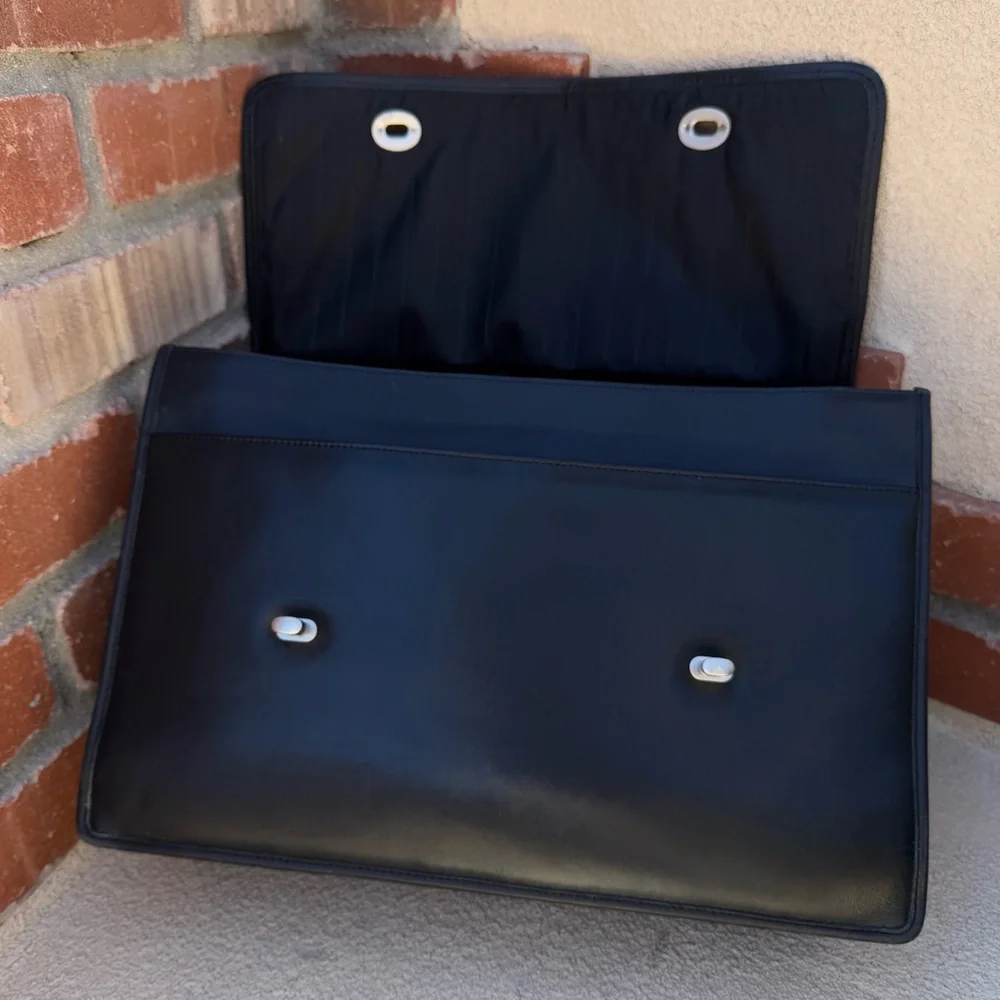 TANDI Quality Leather Professional Briefcase with Multifunction Pockets in Black